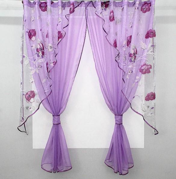Занавеска на кухню/балкон с подвязками 280х170 см Сиреневый/Белый (065к) Занавеска на кухню/балкон с подвязками 280х170 см Сиреневый/Белый (065к)