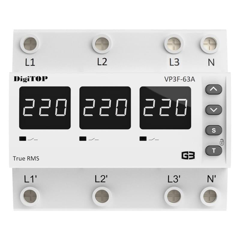 Реле напряжения Digitop VP-3F63A M6W на din рейку