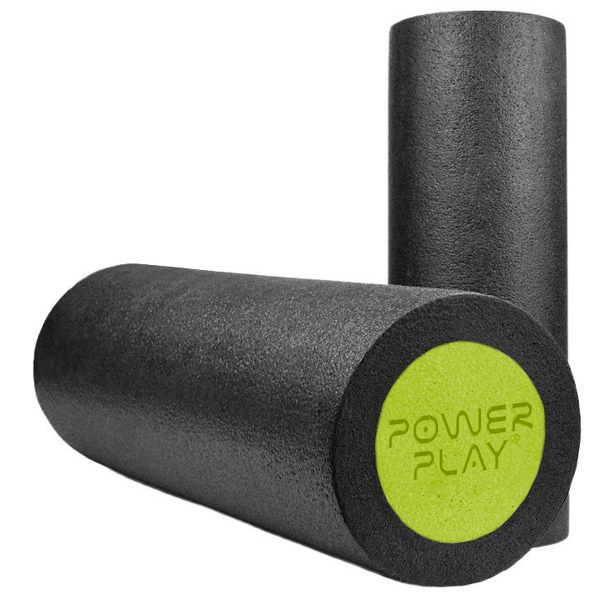 Массажный ролик гладкий PowerPlay 4021 Fitness Roller Черно-зеленый 45x15 см (PP_4021_BL/Green_(45*15) - фото 2