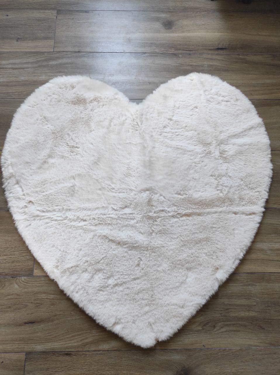 Коврик плюшевый 90х90 см Молочный (Д-serdce2-006)