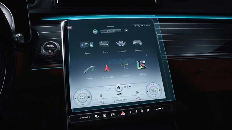 Защитное стекло Pixsel гибридное матовое на монитор Mercedes Benz S-CLASS 14" 2020