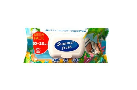 Салфетки влажные для детей Summer Fresh без спирта Mega Pack №120 с клапаном (000005125)