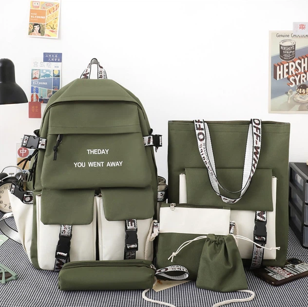 Рюкзак школьный для девочки TDYWA 5в1 Темно-зеленый