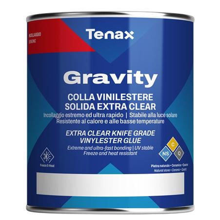 Клей вінілестерний TENAX Gravity напівгустий швидкотвердіючий для каменю/агломерату/кварцу 1 л Прозорий (004570)