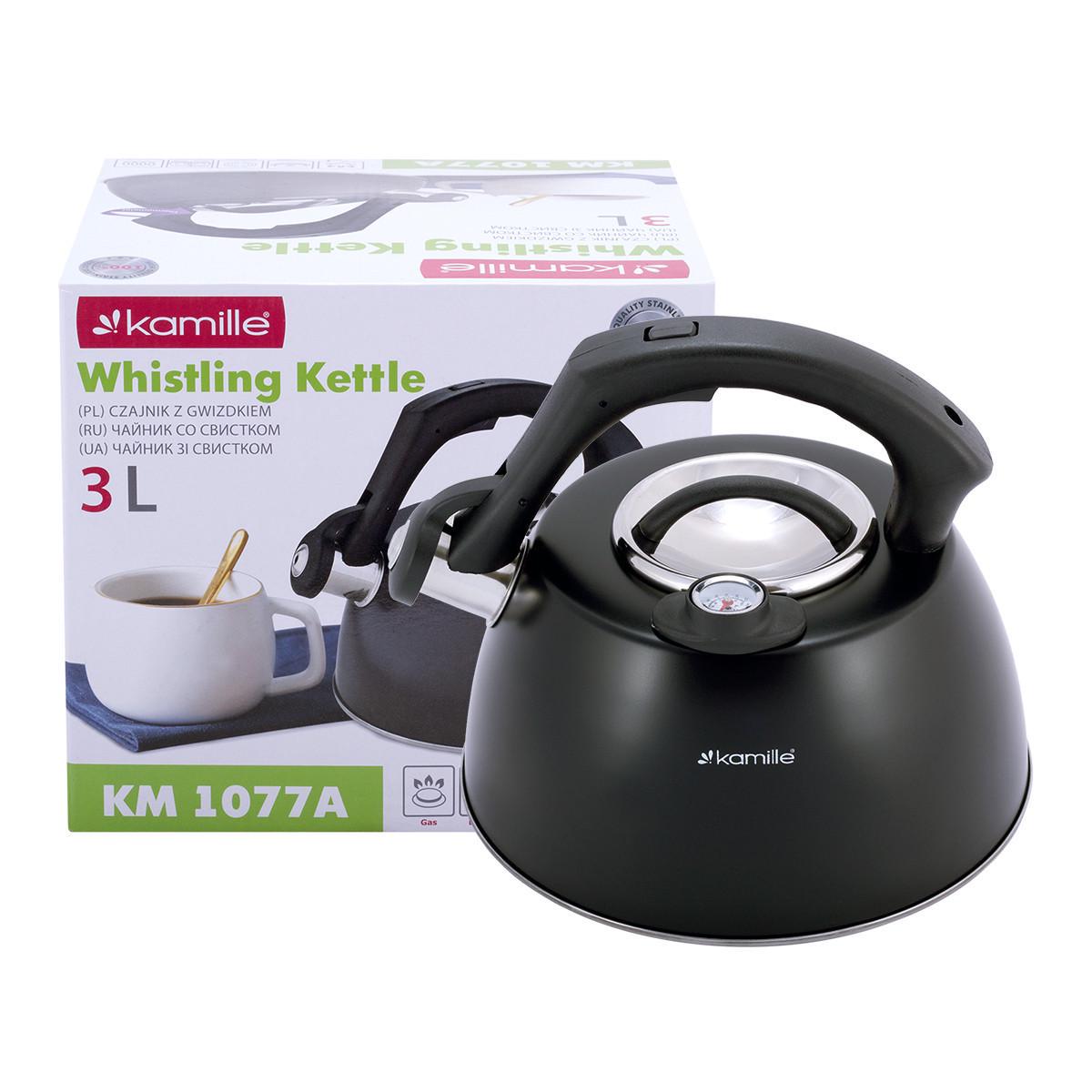 Чайник Kamille KM-1077A из нержавеющей стали со свистком и термометром 3 л (1714623729)