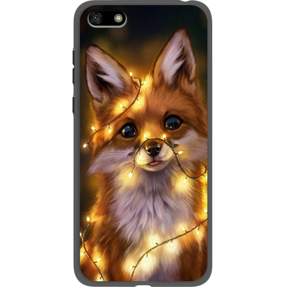 Чехол BoxFace Huawei Y5 2018 Рождественская лиса Черный силикон (33370-up2399-34776)