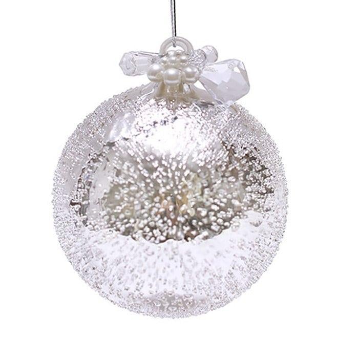 Набор елочных шаров стеклянных 10 см 4 шт. Серебряный (12928)