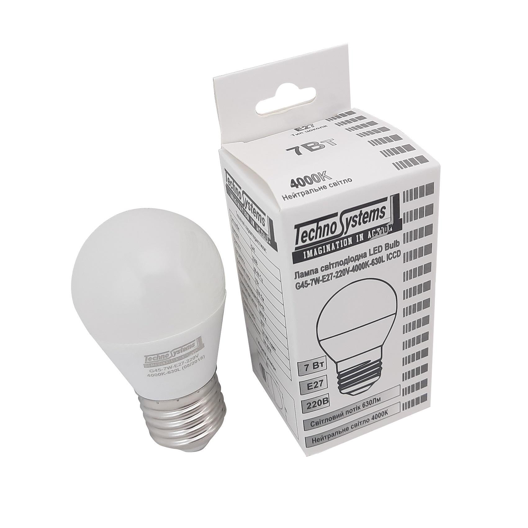 Лампа світлодіодна TechnoSystems LED Bulb G45 7Вт E27 4000К 630Лм ICCD (куля) TNSy5000036 - фото 4