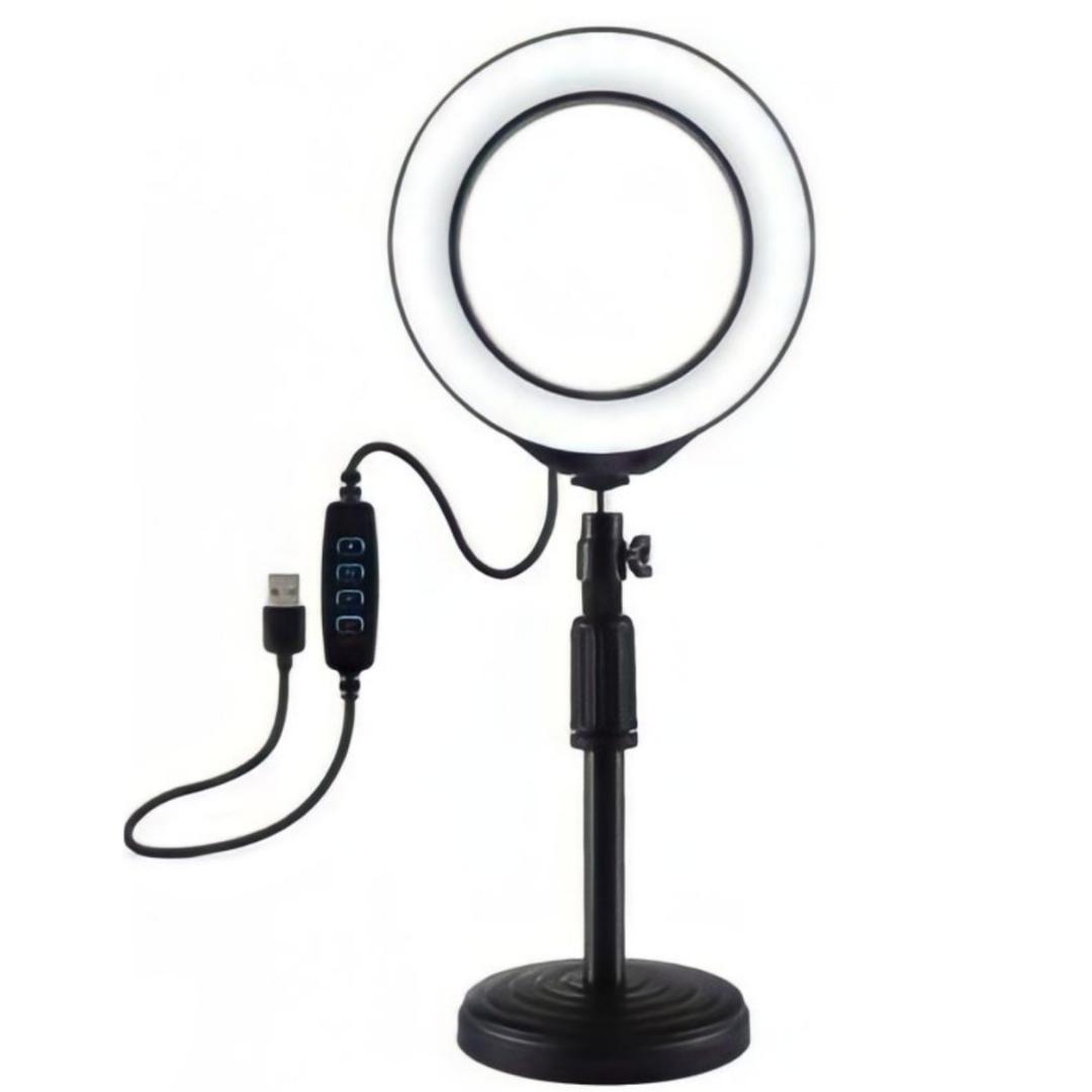 Лампа кольцевая Led Ring Light на круглом штативе с держателем для смартфона 16 см Черный (WN2036)