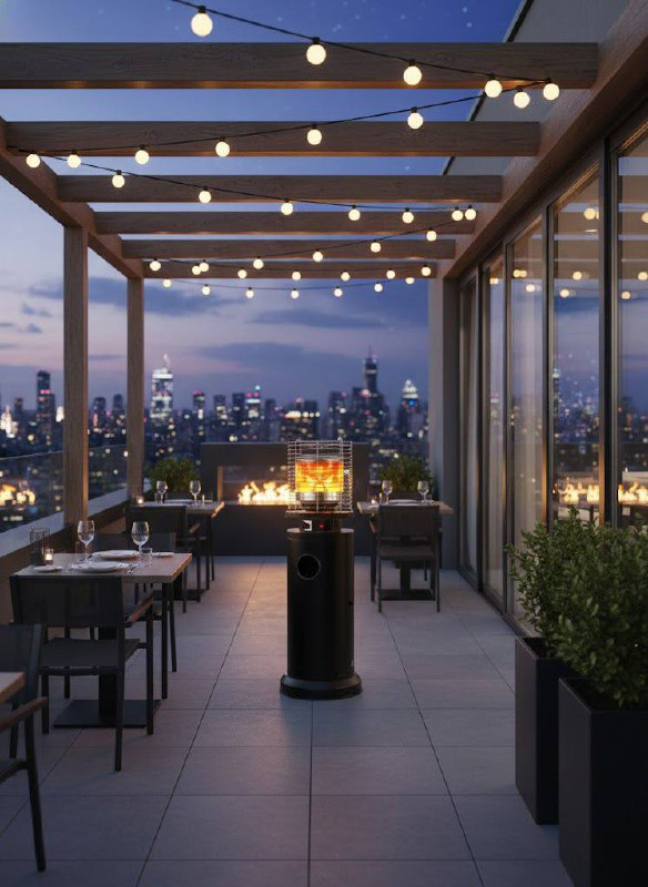 Газовый обогреватель уличный Gordon с эффектом пламени 13 кВт (G1185)