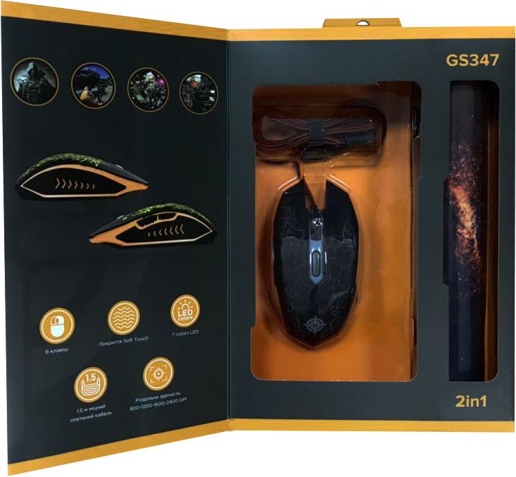 Компьютерная мышка проводная GamePro GS347 с подсветкой и ковриком Black (26449641) - фото 5 Компьютерная мышка проводная GamePro GS347 с подсветкой и ковриком Black (26449641) - фото 5