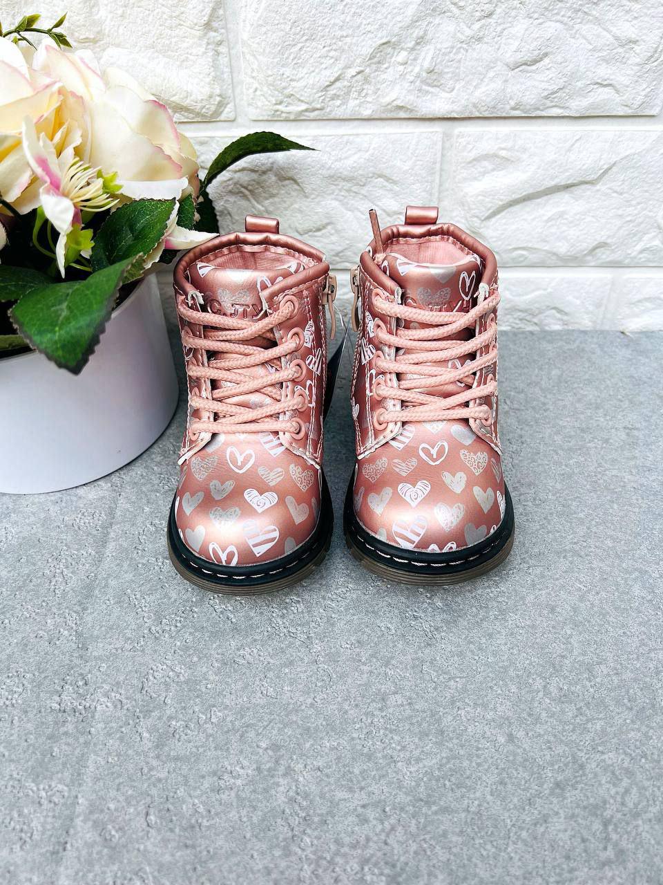 Ботинки для девочки С.Луч 1681 с сердцем р. 23 14,3 см Розовый - фото 3