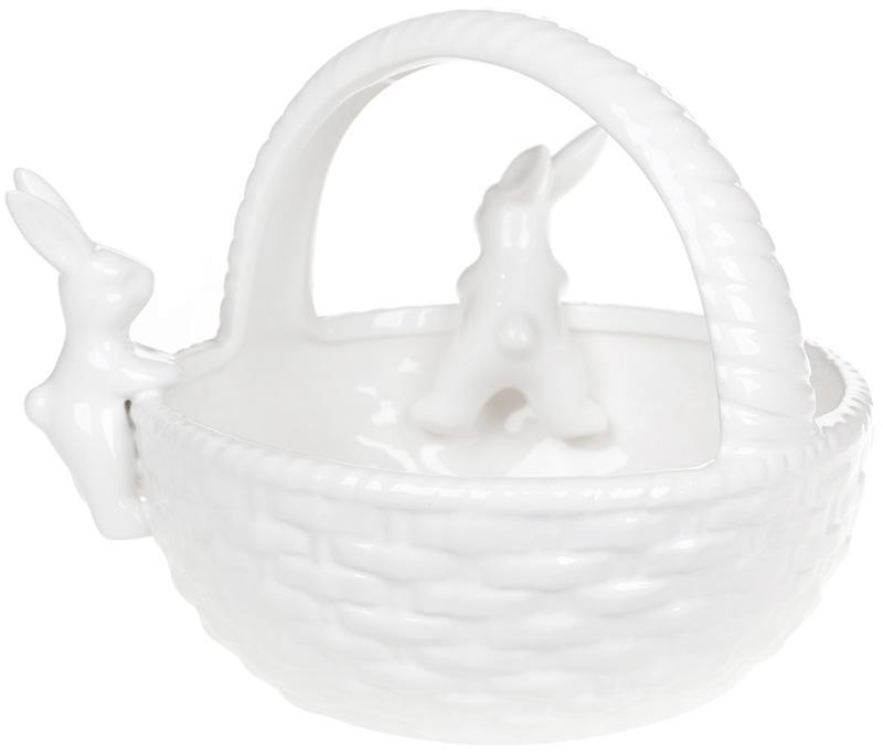 Цукерниця декоративна Кошик з кроликами 22х19х17,2 см Білий (BD-733-319) - фото 2 Цукерниця декоративна Кошик з кроликами 22х19х17,2 см Білий (BD-733-319) - фото 2