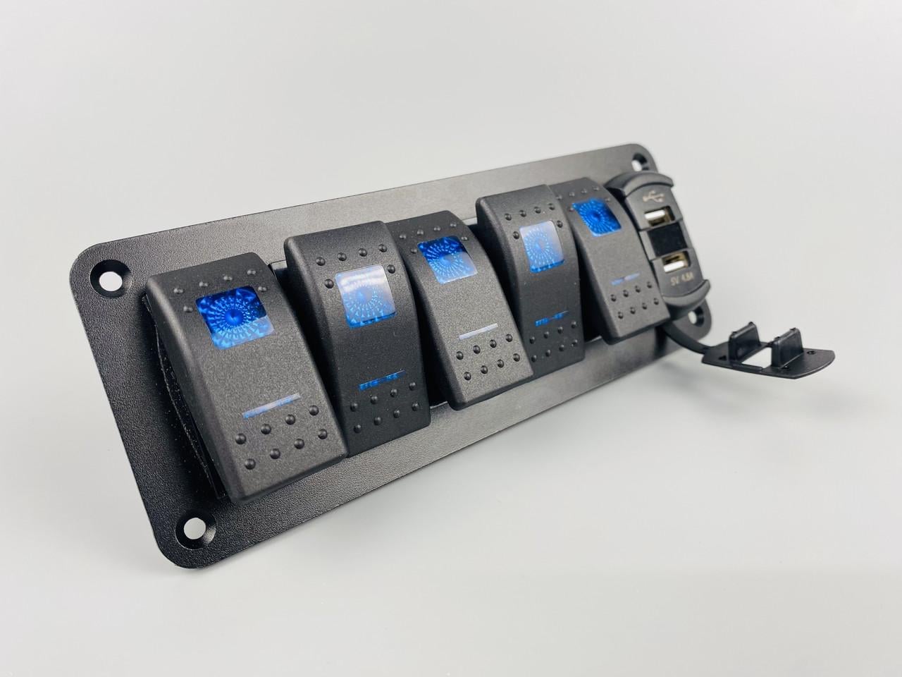 Панели с 5 переключателями/двумя USB-портами и цифровым вольтметром (2442076235)