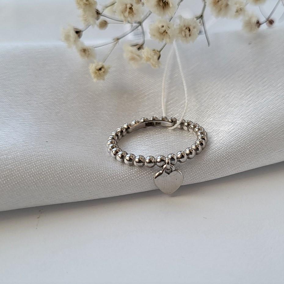 Кольцо женское Сердце без камней из серебра с подвеской р. 17 925 проба 2,66 г (арт 1064к)