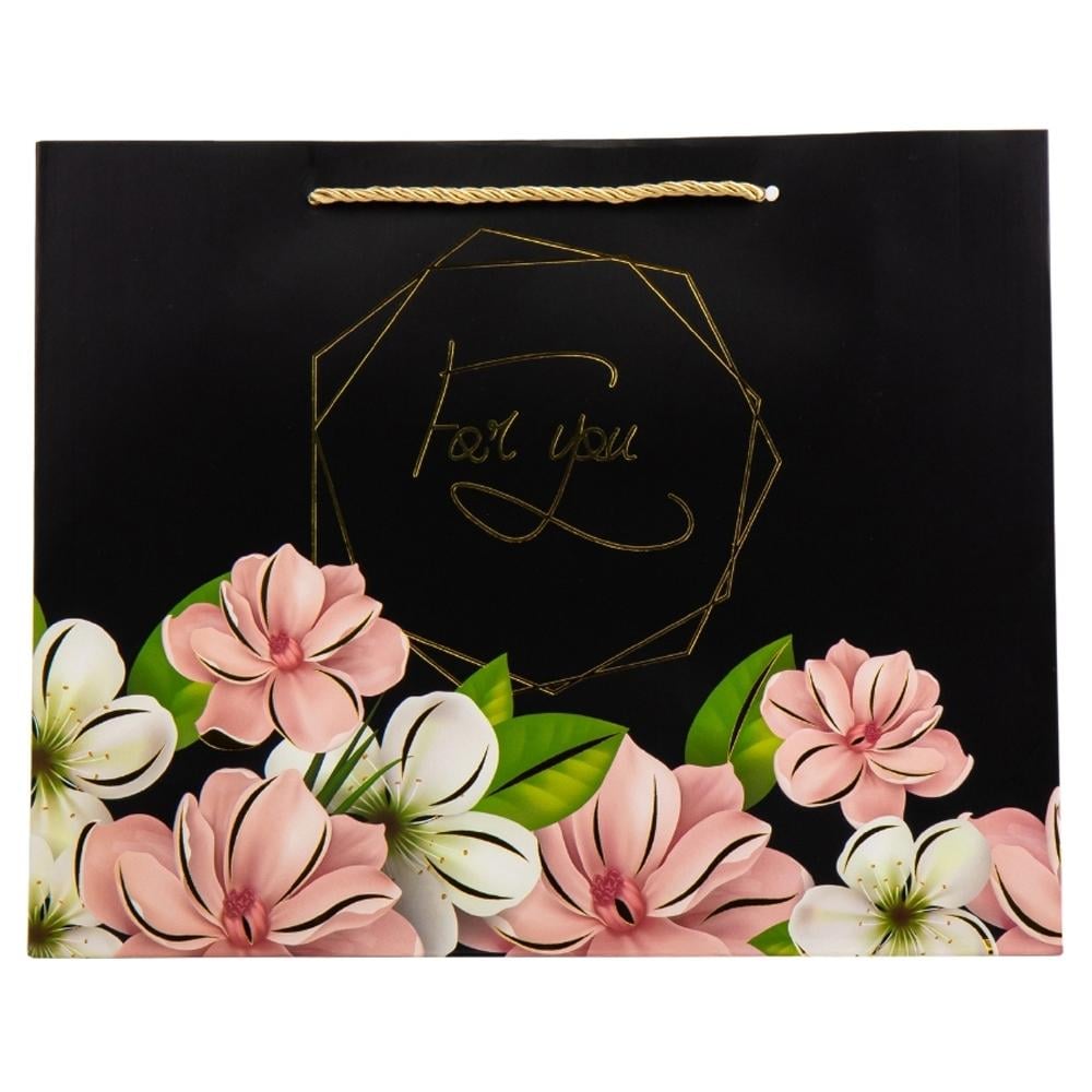 Набор подарочных пакетов Elisey Цветочная роскошь 38х32 см 4 шт. Черный (9069-016) - фото 1