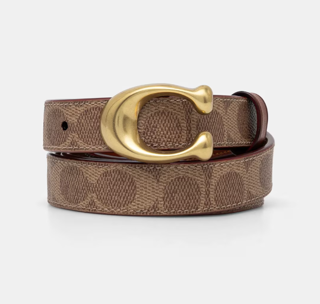 Ремень Coach Sculpted C Gold/Tan/Brown (C06)