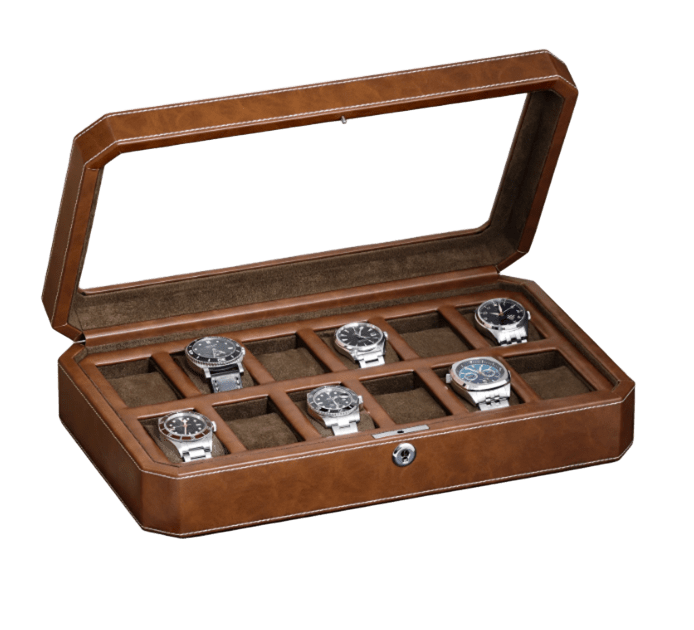 Скринька для годинників Rothwell San Francisco 12-Slot Watch Box шкіряний Tan/Brown (2943396646)