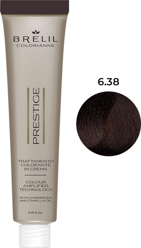 Крем-фарба для волосся Brelil Colorianne Prestige 6/38 з олією камелії та екстрактом вербаскуму Темно-русявий золотисто-попелястий 100 мл (54830) - фото 1 Крем-фарба для волосся Brelil Colorianne Prestige 6/38 з олією камелії та екстрактом вербаскуму Темно-русявий золотисто-попелястий 100 мл (54830) - фото 1