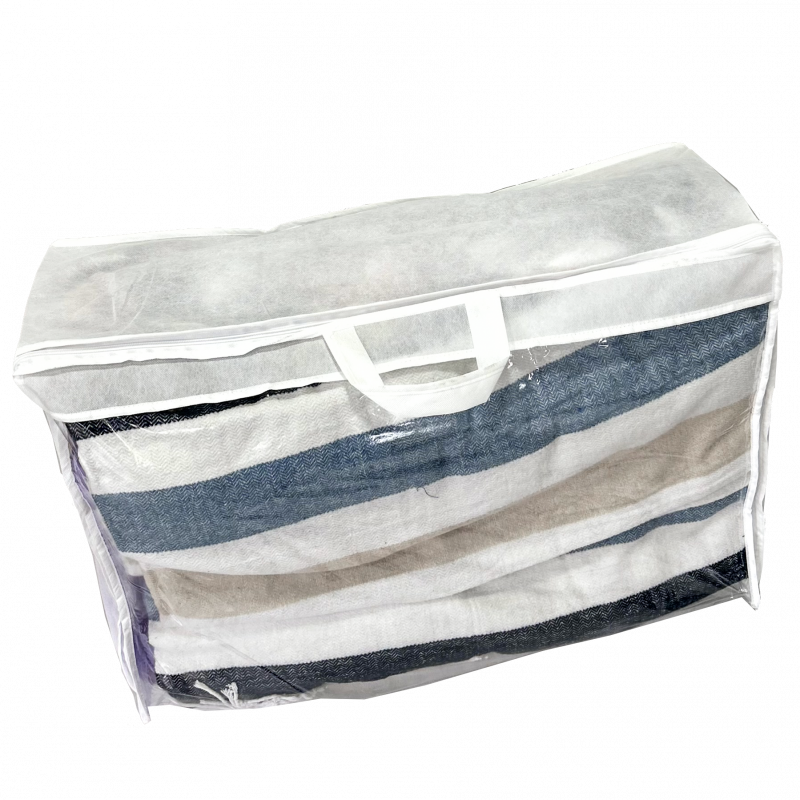 Органайзер-сумка текстильный OGR194 для хранения вещей/одеял/подушек на молнии L 70х50х20 см Белый