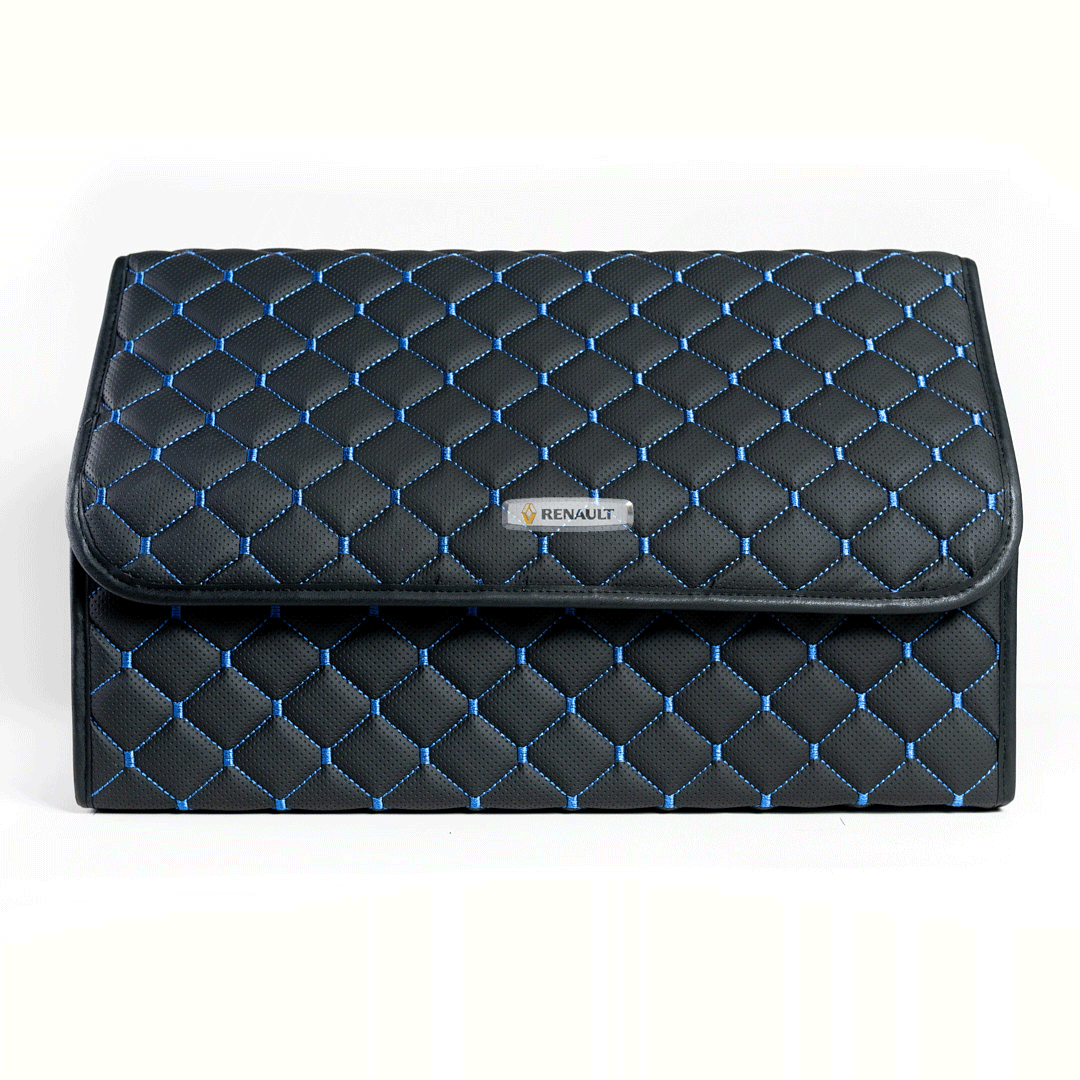 Сумка-органайзер с лого Renaulr в багажник CarsBAG Экокожа 30x50x30 см Черно-синий (acb-1036-8-30х50х30-030)
