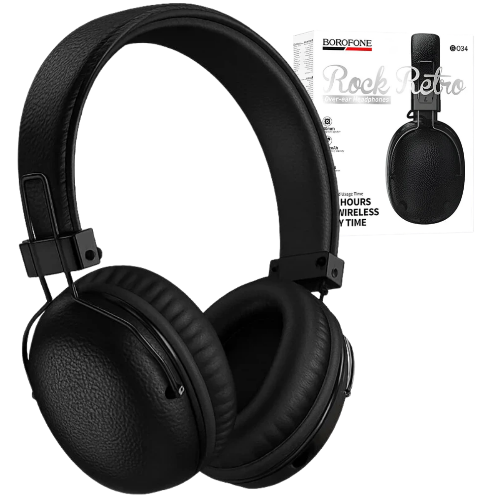 Наушники беспроводные Borofone Bluetooth 5.4 до 32 ч Черный (BO34) Наушники беспроводные Borofone Bluetooth 5.4 до 32 ч Черный (BO34)