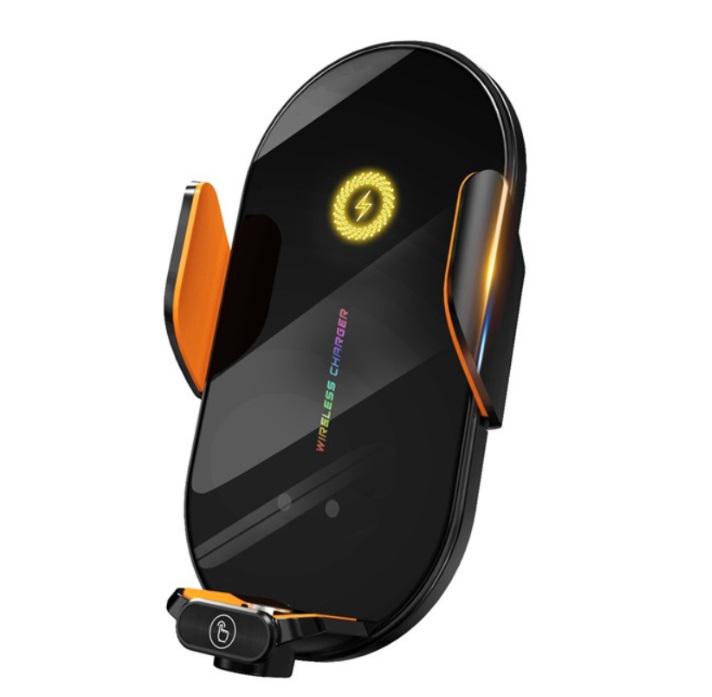 Держатель для телефону автомобильный с беспроводной зарядкой 15W с функцией автоматического открытия и закрытия Черный