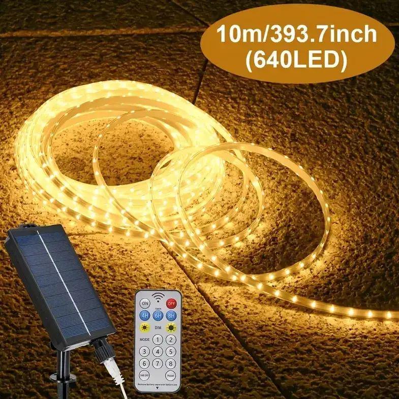 Гірлянда з сонячною батареєю 1800 mAh USB 10 м пультом управління і декількома варіантами мерехтіння і світіння (opt-105044) - фото 2