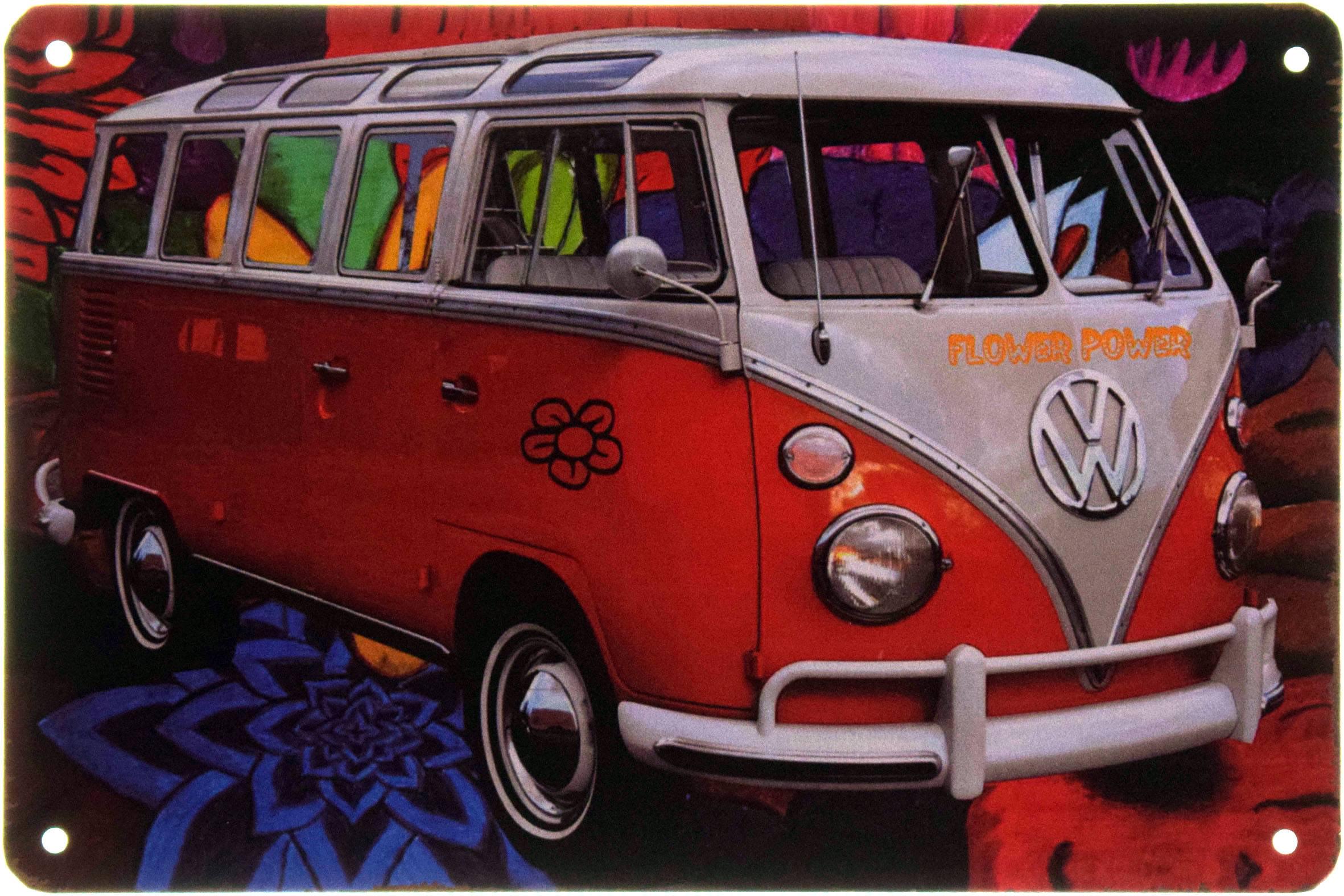 Табличка металлическая Volkswagen Цветочная Сила 20x30 см