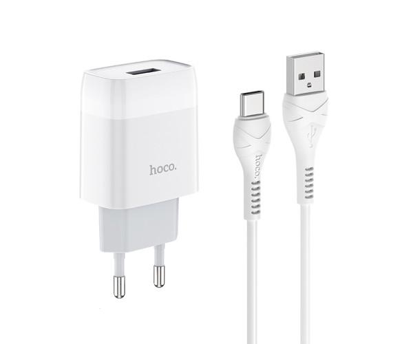 Устройство сетевое зарядное Hoco C72A USB 2,1 A Type-C 1 м White