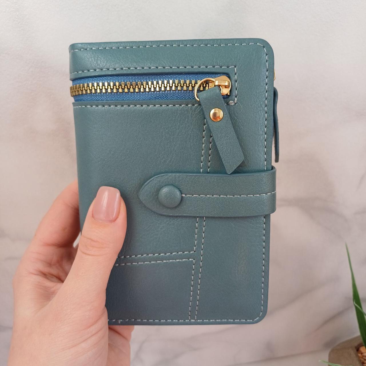 Кошелек женский складной кожаный Серо-голубой (A_10106) Кошелек женский складной кожаный Серо-голубой (A_10106)