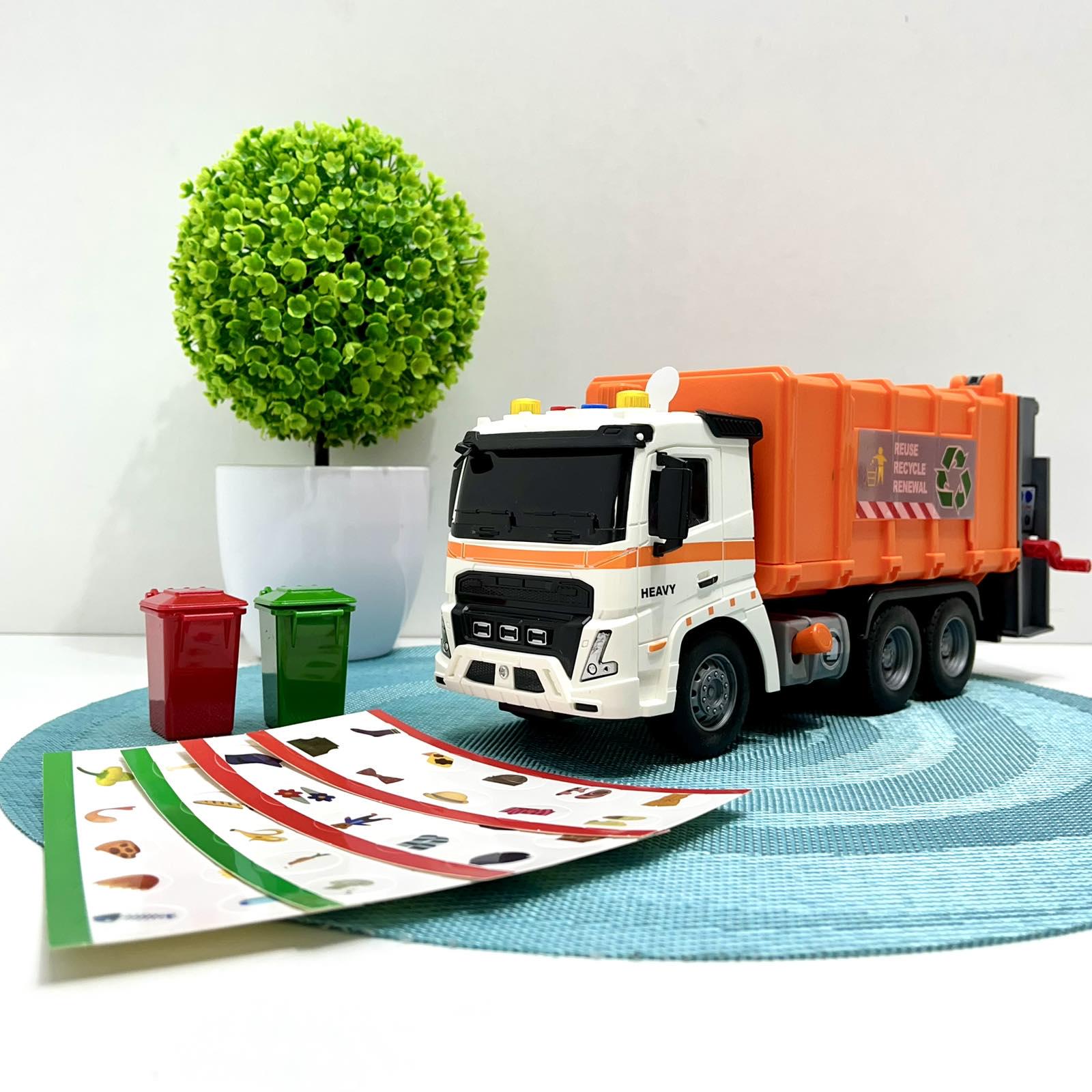 Игрушечная машинка мусоровоз инерционный звук/подсветка 1:16 Оранжевый (A1110-3-13) Игрушечная машинка мусоровоз инерционный звук/подсветка 1:16 Оранжевый (A1110-3-13)