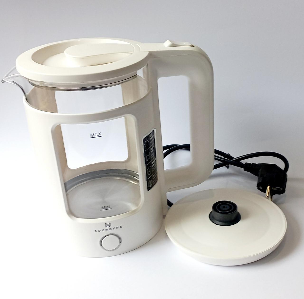 Чайник електричний скляний Edenberg з підсвіткою (EB-83558) - фото 2 Чайник електричний скляний Edenberg з підсвіткою (EB-83558) - фото 2