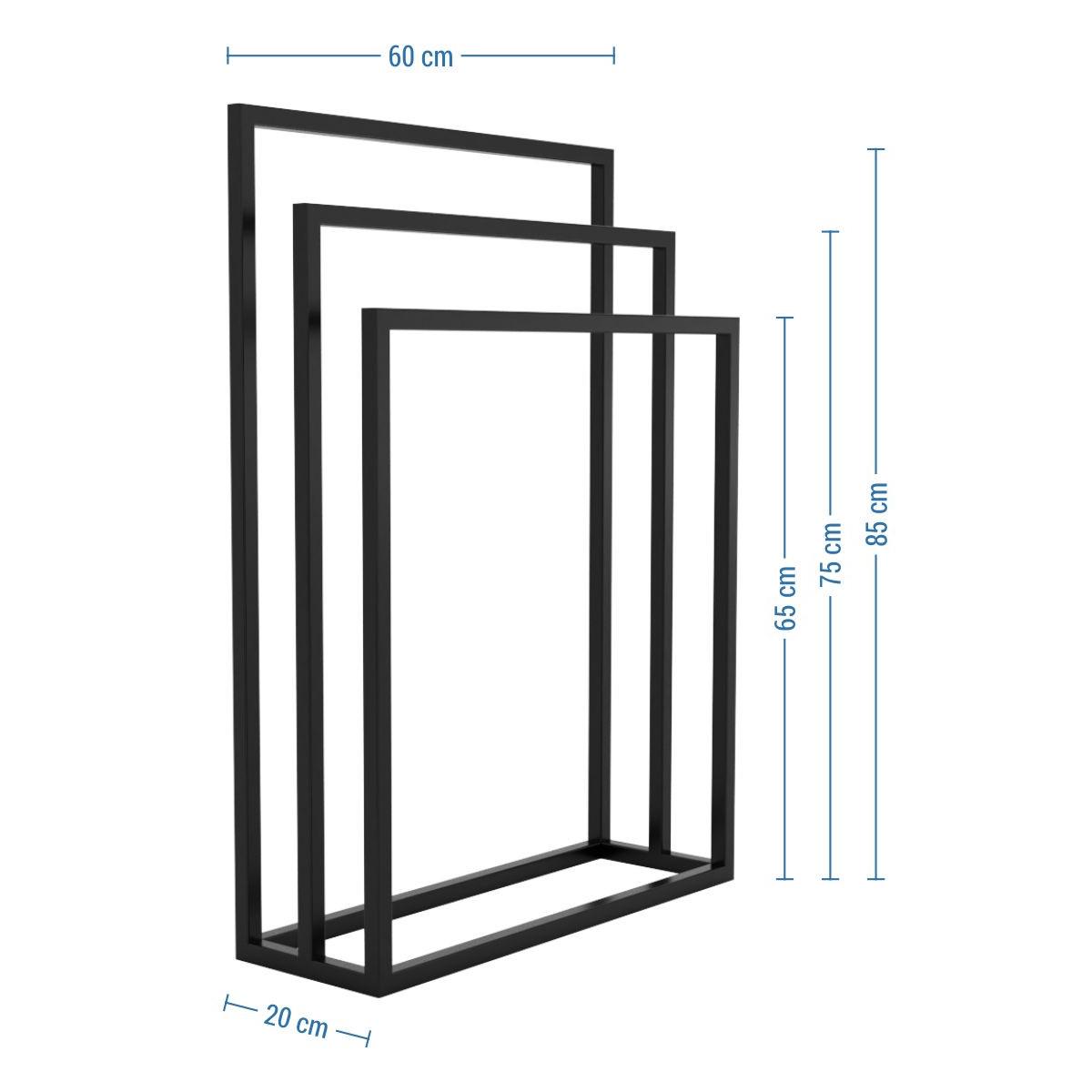 Стійка для рушників Orizon LOFT потрійна підлогова 85х60х20 см Чорний матований - фото 4 Стійка для рушників Orizon LOFT потрійна підлогова 85х60х20 см Чорний матований - фото 4