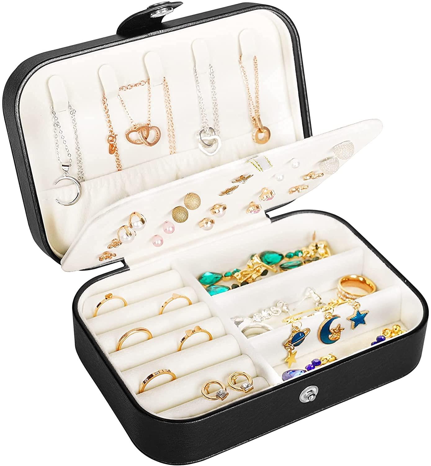 Шкатулка для украшений из экокожи для дома и путешествий Черный (ШДД-9-6)