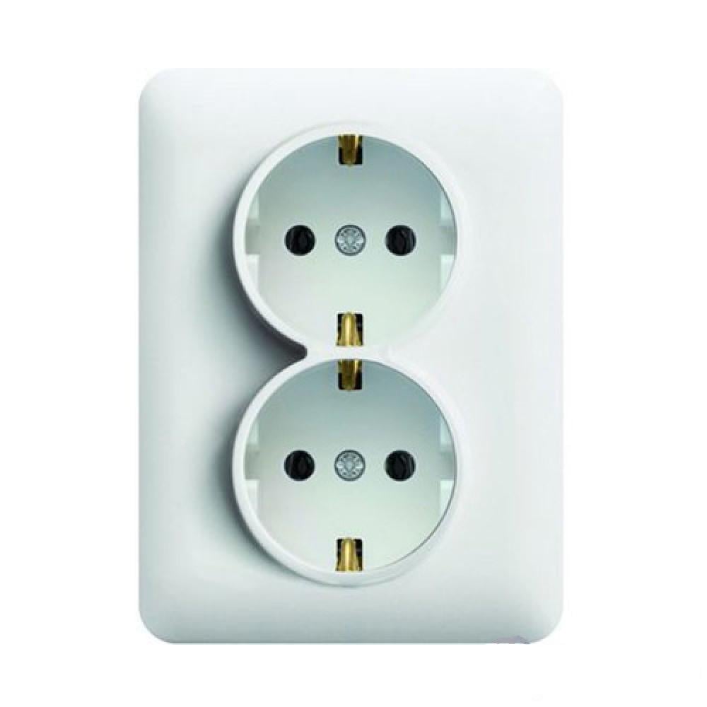 Розетка двойная электрическая Hager Lumina-2 WL1250 16 А/230 В с заземлением Белый (10689)