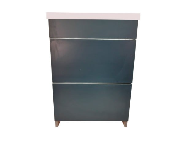 Тумба пластикова з висувними ящиками Антрацит 2.0 60 см з прямокутним умивальником