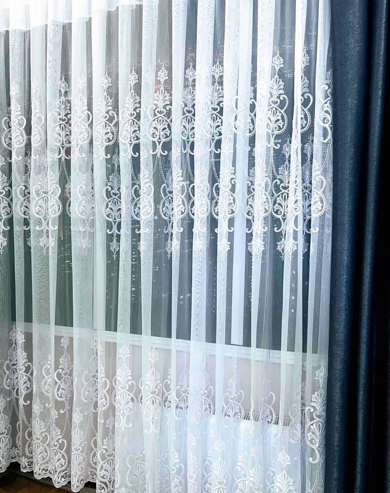 Тюль бамбук з вишивкою 3х2,7 м 1 шт. Білий (2829) - фото 2 Тюль бамбук з вишивкою 3х2,7 м 1 шт. Білий (2829) - фото 2