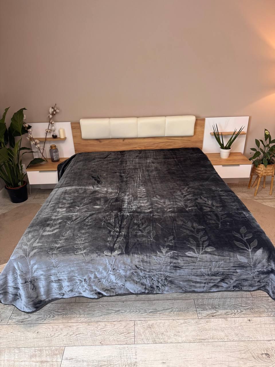 Плед велюровый евро 200х230 см Графитовый (П4К-al-hutr25-003)