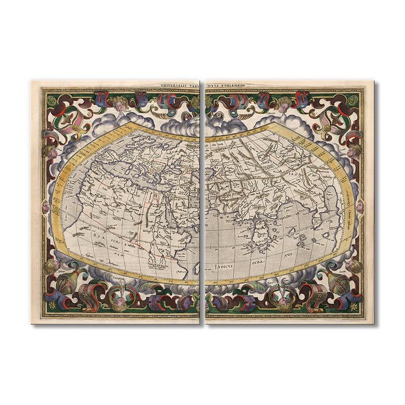 Винтажная карта Географическая карта Птолемея 2 модуля 90x135 см
