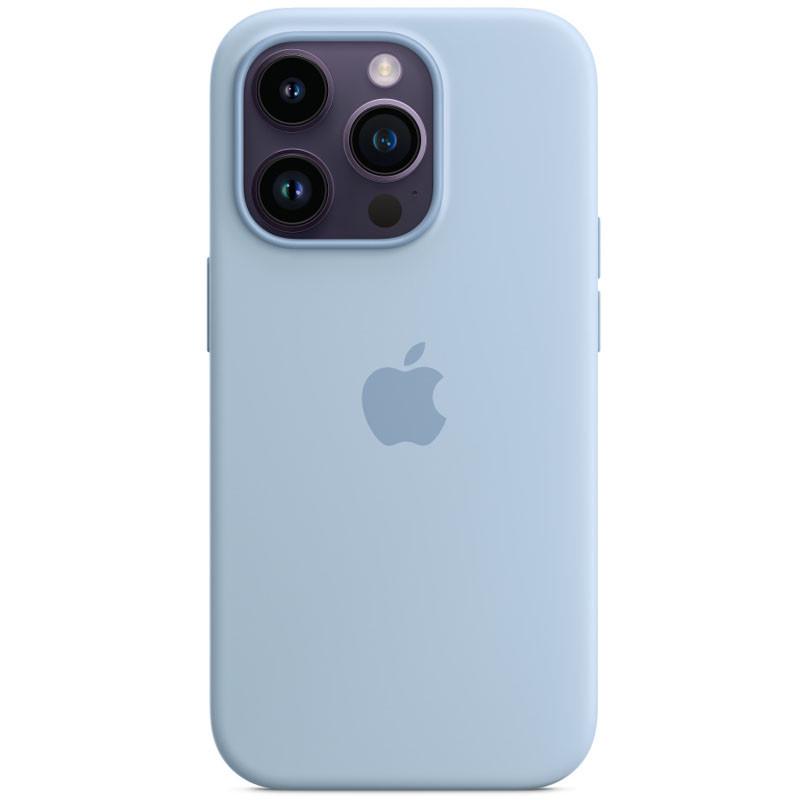 Противоударный чехол Silicone case AAA full with Magsafe для Apple iPhone 14 Pro 6.1" Голубой/Sky