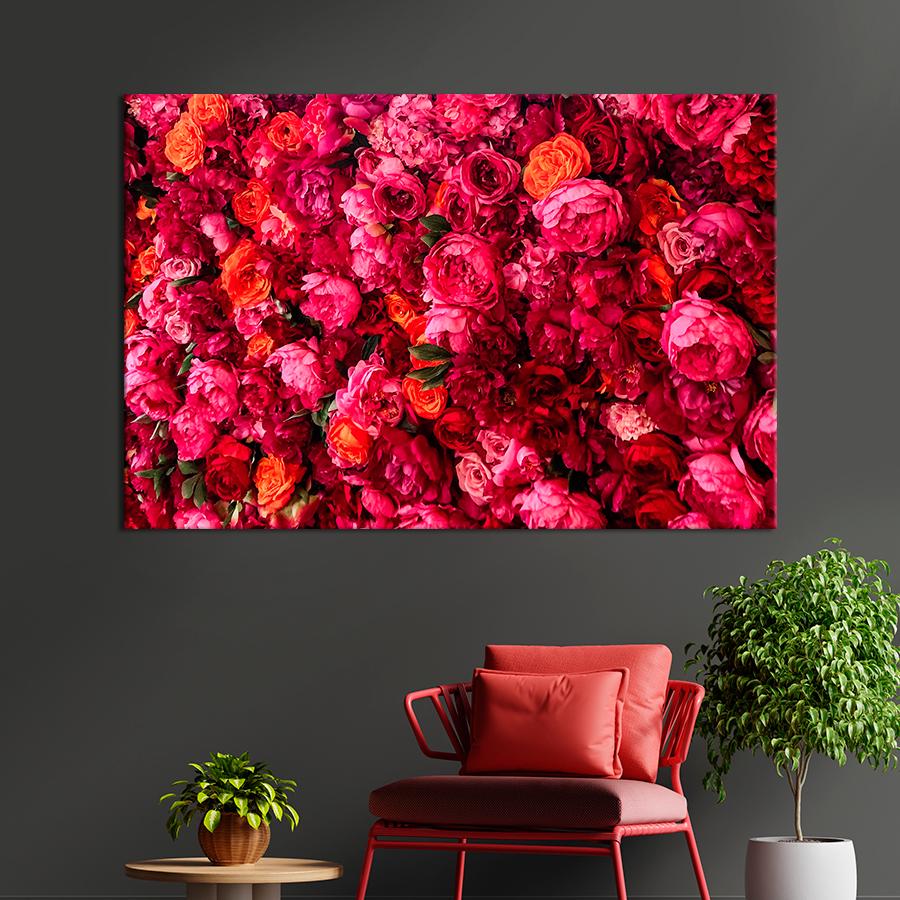 Картина цветы и растения Полотно из роз 80x54 см (A1028-1)