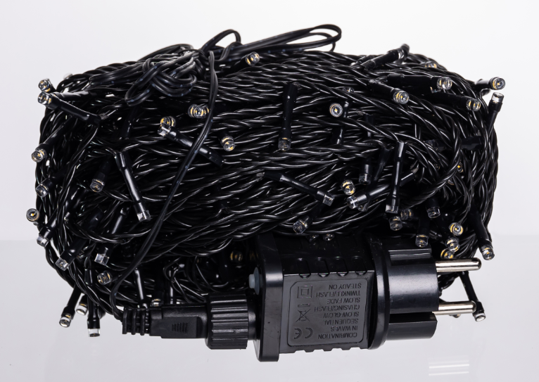 Гирлянда нить уличная 300 LED 30 м от сети черная нить Желтый - фото 4