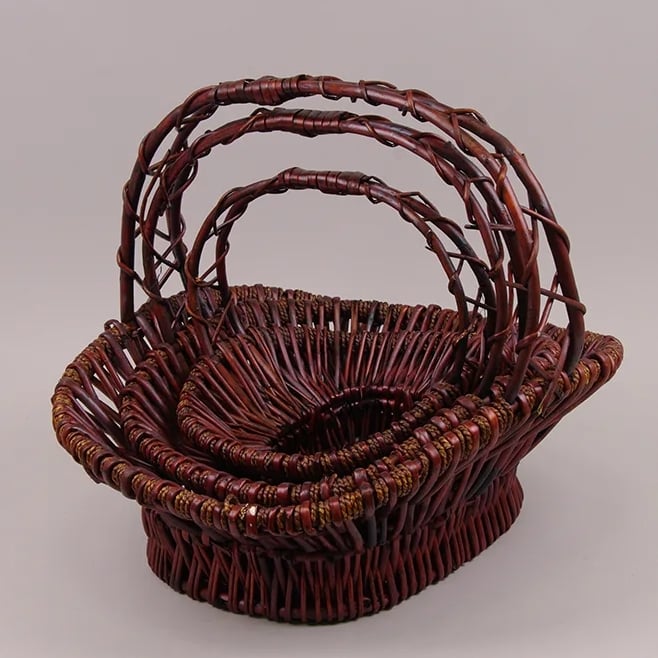 Комплект корзин из лозы Flora 3 шт. Коричневый (37506)