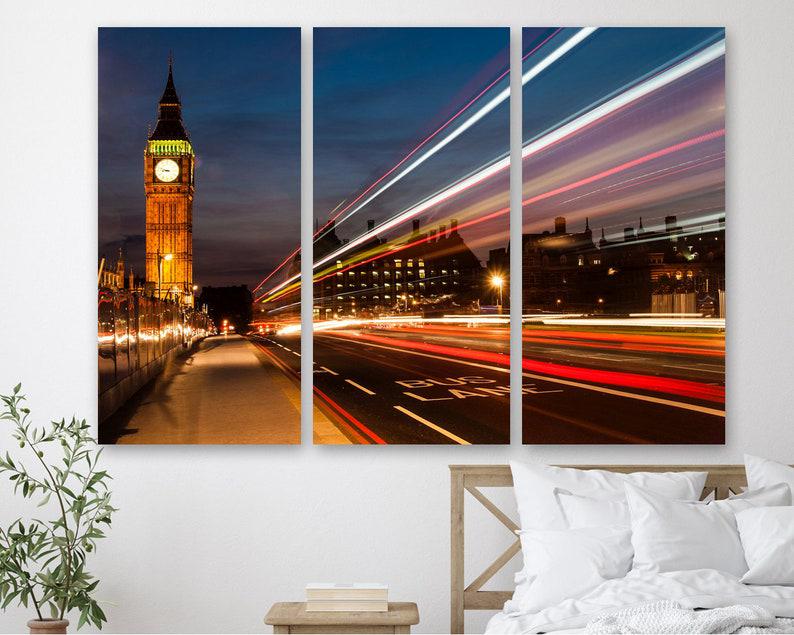 Модульная картина KIL Art Ночь в Лондоне на холсте из трех частей 156x100 см (M3_XL_487)