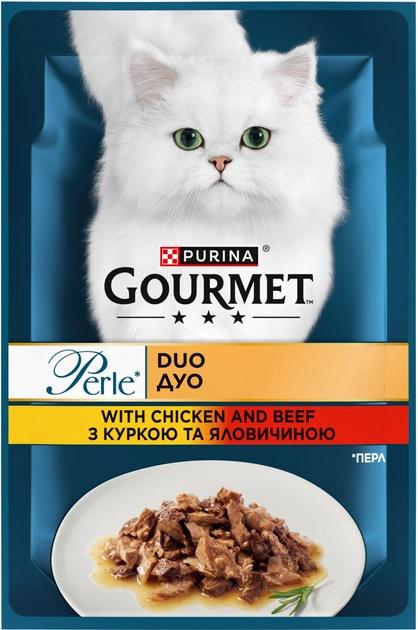 Корм вологий для котів Gourmet Perle Duo з куркою та яловичиною мініфіле в підливі 26х85 г - фото 2