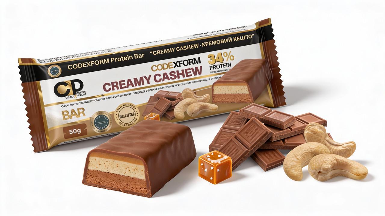 Протеиновый батончик CODExFORM Creamy Cashew без сахара 34% протеина (2970549137) - фото 4 Протеиновый батончик CODExFORM Creamy Cashew без сахара 34% протеина (2970549137) - фото 4
