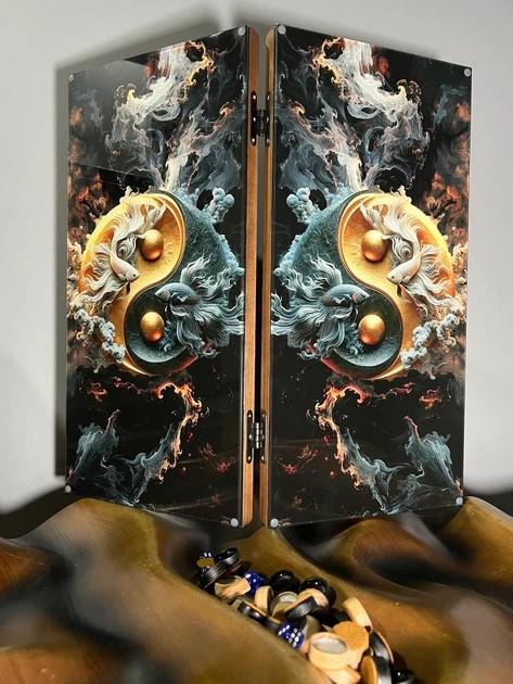 Нарды из дерева с каленым стеклом Знак Зодиака Рыба тематические 50 см (Н-191) Нарды из дерева с каленым стеклом Знак Зодиака Рыба тематические 50 см (Н-191)