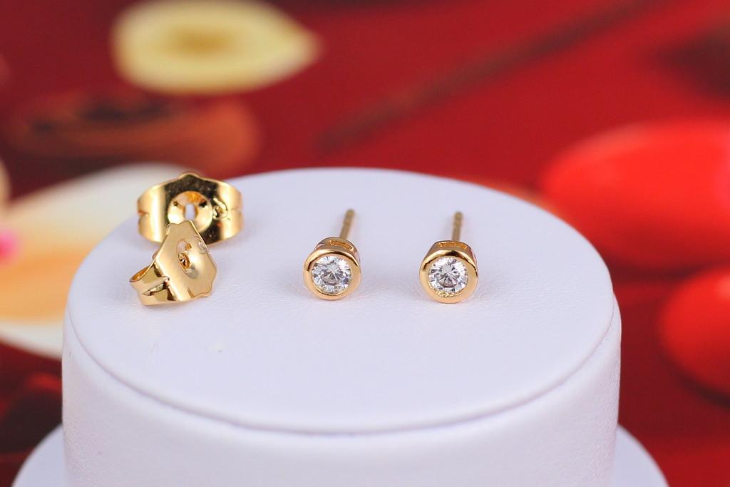 Серьги гвоздики Xuping Jewelry Камешки с ободком 3 мм Золотистый