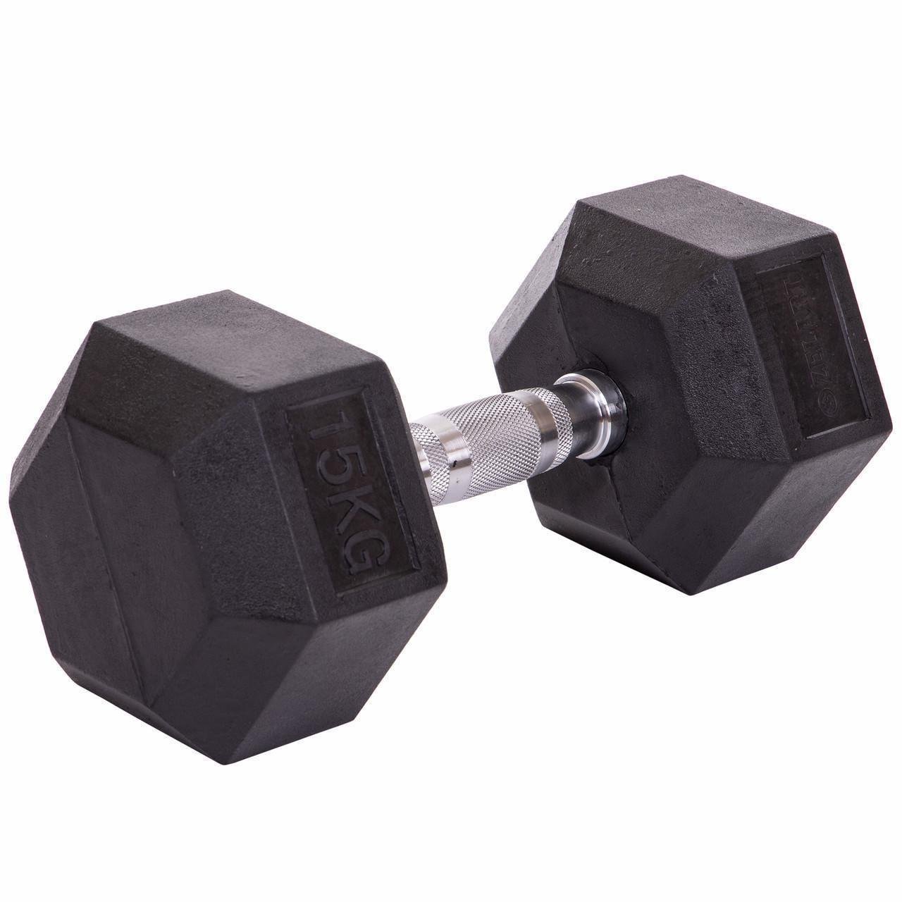 Гантель цельная Zelart TA-5159-15 шестигранная гексагональная обрезиненная 15 кг (2532859863) - фото 1 Гантель цельная Zelart TA-5159-15 шестигранная гексагональная обрезиненная 15 кг (2532859863) - фото 1